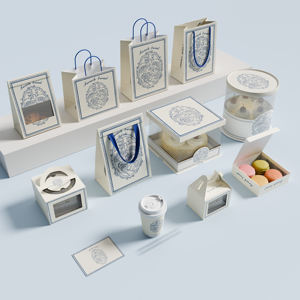 Customize Disposable Kraft Paper Packaging <b>Bags</b> with logo Printing for Baking Cream <b>Cakes</b> in Restaurants and Cafes - Product Image 2