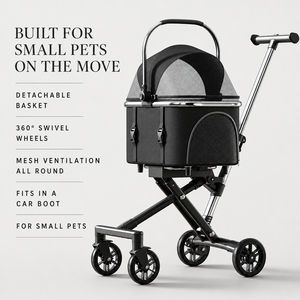 Carrito Plegable de Aluminio para Mascotas, Perros y Gatos, con Toldo de Malla, 4 Ruedas, Portátil, para Paseos al Aire Libre - Product Image 3