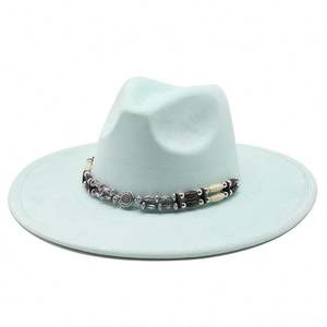 Sombrero de vaquero de gamuza estilo western con ala grande para hombre y mujer, sombrero de vaquera rosa, sombreros Fedora de fieltro - Product Image 3