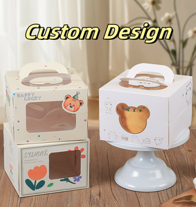 Boîte à gâteau portable en papier d'art de qualité alimentaire avec logo personnalisé imprimé, emballage de boulangerie pour pâtisserie et desserts, vente en <span class=keywords><strong>gros</strong></span> - Product Image 5