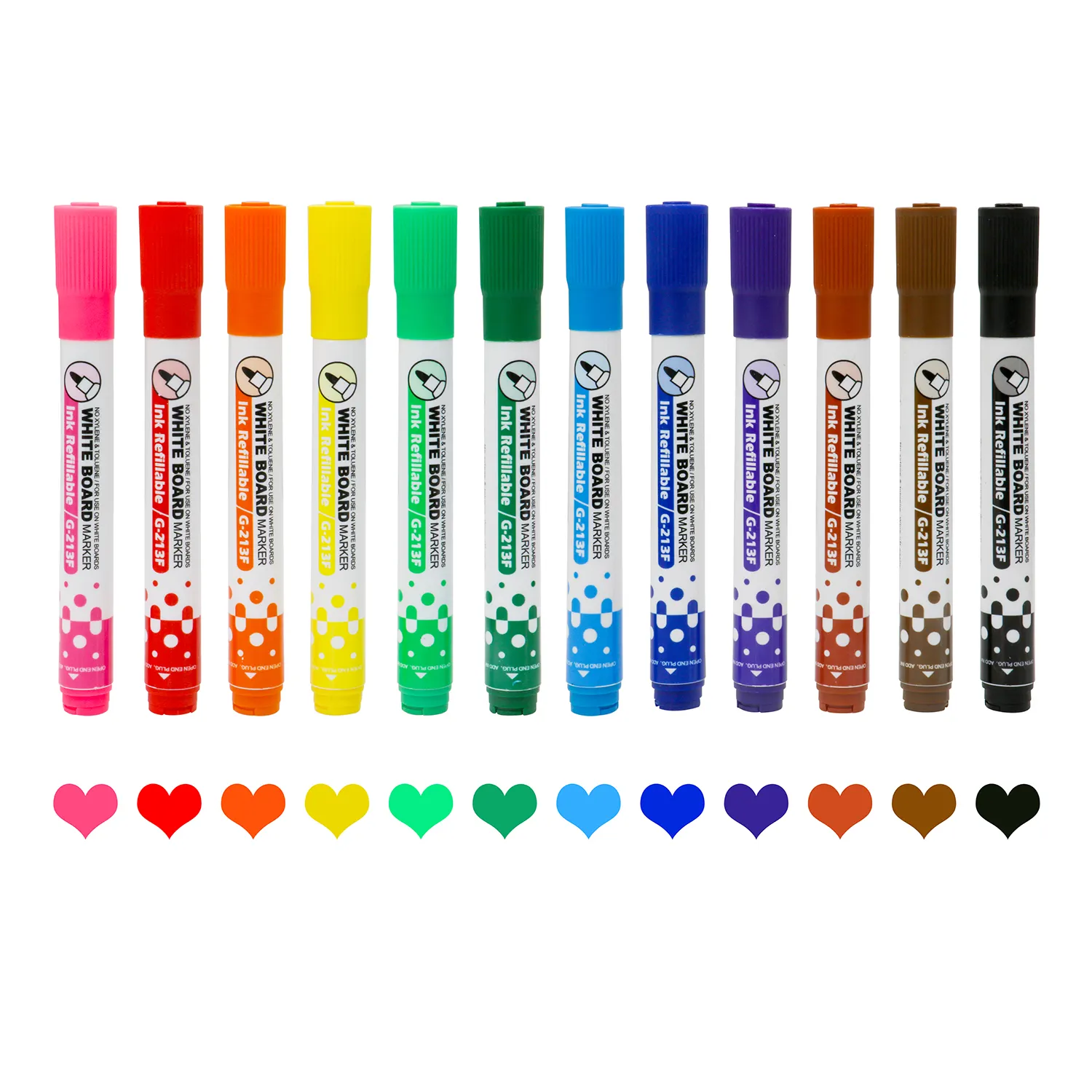 Dry Erase Markers Pen Low Odor 1-2mm Fine Point Can Add Ink Whiteboard Markers with Eraser