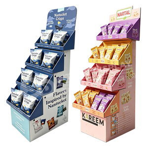 Exhibidor de Piso de Cartón Personalizado, Fabricante de FSDU, Bandeja de Papel Corrugado de 4 Niveles, Unidad de Punto de Venta para Snacks y Mercancía - Product Image 1