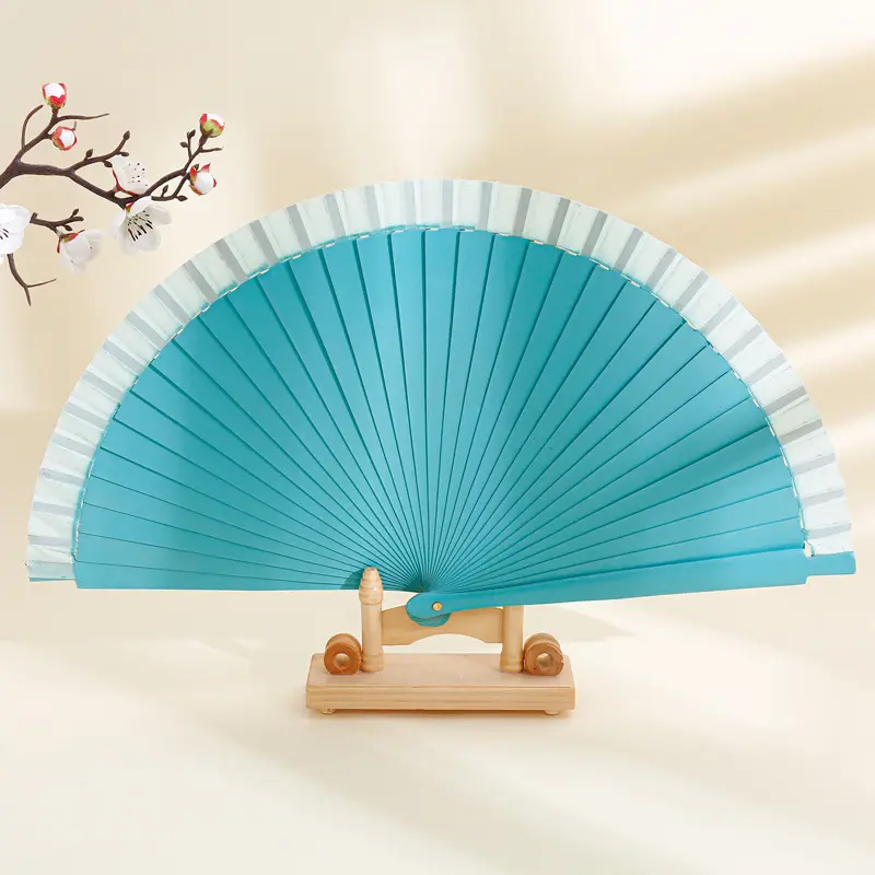 Wholesale Customized Solid Color Handmade 23cm Blank Spanish Folding Fans Wooden Handle Hand Fan for Wedding Gifts