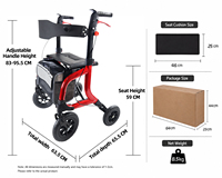 Déambulateur pliant léger avec structure en aluminium et support de mobilité intérieur/extérieur pour les fournisseurs de soins de santé