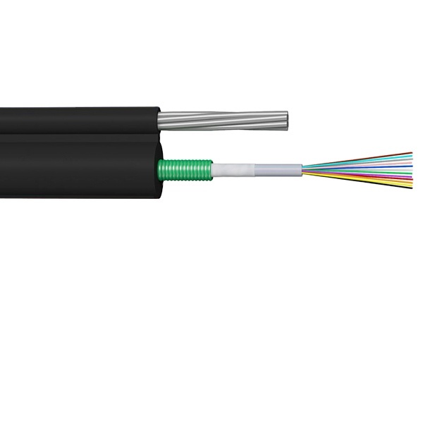 Aerial Fiber Optic Cable, 6 Strand, Single Mode, 9/125, Outdoor Aerial with Messenger, Polyethylene