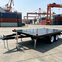 Remorque à plateau plat à double essieu de qualité industrielle, avec plancher en acier robuste et pieds stabilisateurs pour charges lourdes, capacité de 4000 kg, 6000x2300 mm