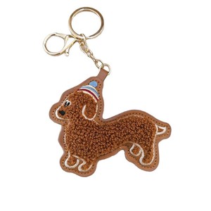 Plush Embroidery Dachshund <b>Dog</b> Keychain Cute Cartoon Puppy KeyRing PULeather Bag Charm Gift for Women BackpackHandbag Decoration - Product Image 6