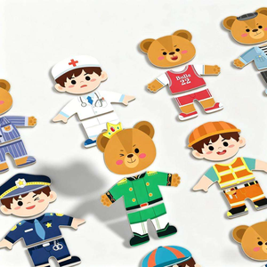 Gioco Educativo per Bambini, Puzzle in Legno con Orsetto che Cambia Vestiti, Giocattolo per Asilo, Puzzle in Legno per Vestire i Personaggi - Product Image 4
