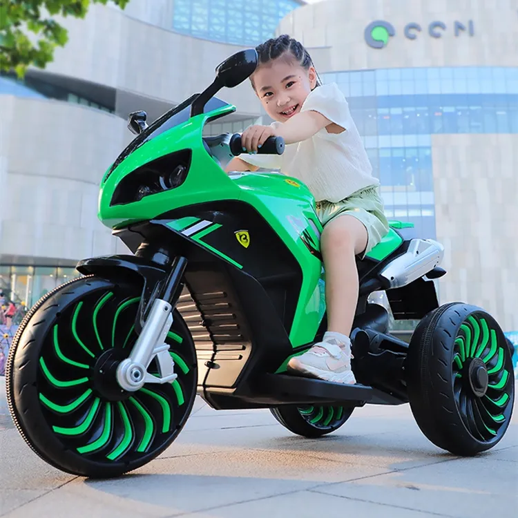 Motocicleta motorizada recargable de gran tamaño para niños, 5 años de edad, batería