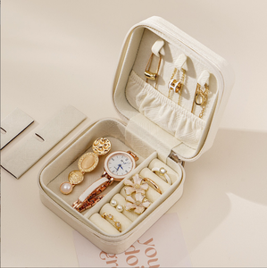 Boîte de voyage pour bijoux en cuir rectangulaire de luxe personnalisable avec doublure en daim Boîte de rangement multifonctionnelle portable en gros - Product Image 4