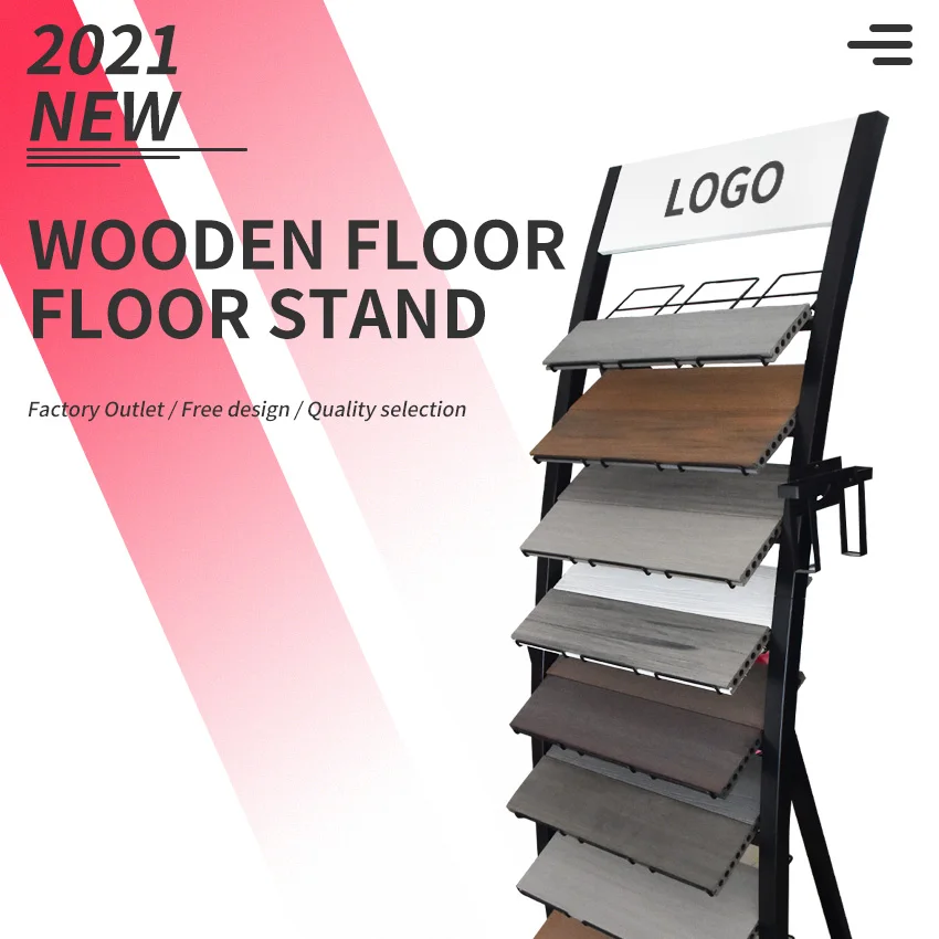 Wood Flooring Display Stand Wholesale Custom Tile Rack Showroom Factory Sample Parquet Oak Deck Floor Standing Wooden Racks