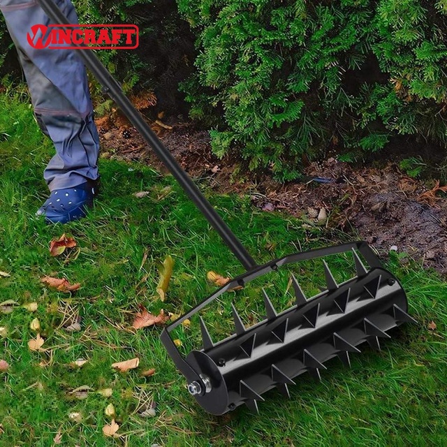 Modern Manual Roller Lawn Aerator Garden Yard Soil Grass Hand Tool for Aerating Soil