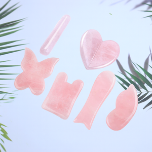 Quartz rose Guasha <span class=keywords><strong>pierre</strong></span> naturelle lisse outil de Relaxation musculaire froide pierres de Quartz Rose pour le visage outils IASTM - Product Image 4