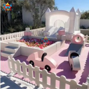 2026 Pink WINWAYTOYS Commercial Indoor Inflatable Soft Play Set Wooden PVC/PP <b>Ball</b> <b>Pit</b> Climber Tunnel Slide Hot Sale Amusement - Product Image 5