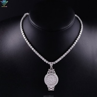 Pendentif médaillon rond entièrement serti de diamants pour homme, en argent 925, diamant Moissanite VVS, bijou de mode Hip-Hop