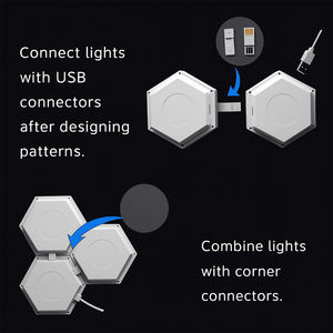 אורות משושה אפליקציה חכם בקרת אפליקציה משושה rgb הוביל אורות קיר או שולחן עבודה עם סינכרון מוסיקה עבור עיצוב הזרמת חדר משחקים - Product Image 3