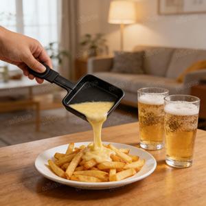 4 pièces de mini-plaques à griller carrées antiadhésives avec 4 spatules à <span class=keywords><strong>raclette</strong></span>, <span class=keywords><strong>accessoires</strong></span> pour raclettes, plateaux de remplacement - Product Image 2