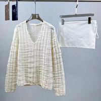 Nouveau pull tricoté coréen style automne, col en V ajouré, ample et décontracté pour femme, avec bretelles et caraco à manches longues