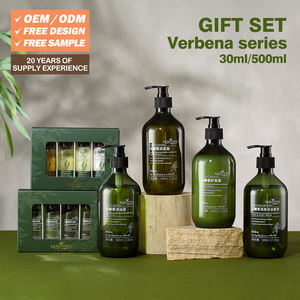 Kit de toilette de voyage portable 30 ml parfum Verbena pour hôtels – Ensemble essentiel de nettoyage : gel douche, shampoing, après-shampoing, lotion - Product Image 3