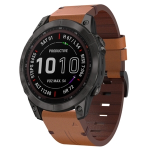 สายนาฬิกา Garmin Fenix 7 Solar ขนาด 22 มม. แบบ QuickFit สีน้ำตาล หัวเข็มขัดเหล็ก - Product Image 6