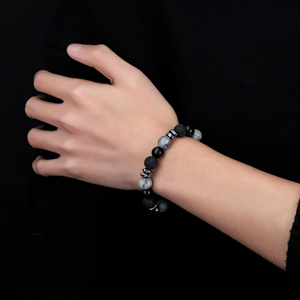 สร้อยข้อมือหินธรรมชาติแบบยูนิเซ็กซ์ ดีไซน์ใหม่ ประดับด้วยลูกปัดอาเกต สไตล์คลาสสิก สำหรับคู่รัก ขายส่งจากจีน - Product Image 3
