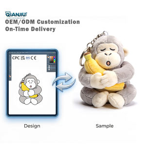 بيع بالجملة سلاسل مفاتيح الشمبانزي والغوريلا الحلي الناعمة مع ملء القطن PP شنقا الحيوانات المحشوة ولعب أفخم - Product Image 1