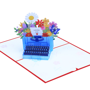 <span class=keywords><strong>Carte</strong></span> de vœux Pop 3D de luxe faite à la main, fleur de machine à écrire à l'ancienne du vendeur <span class=keywords><strong>d</strong></span>'usine, papier <span class=keywords><strong>d</strong></span>'<span class=keywords><strong>amour</strong></span> pour l'anniversaire de la Saint-Valentin - Product Image 5