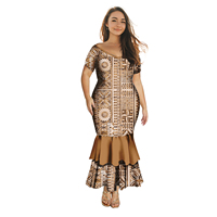 Robe polynésienne à col en V et queue de poisson, grande taille, pour femmes, vêtements de fête, motif hibiscus hawaïen, robes samoanes pour femmes