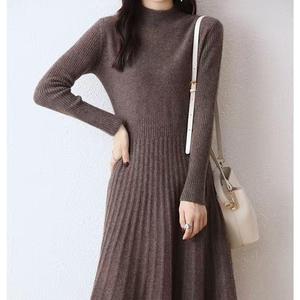 Thanh Lịch Mù<span class=keywords><strong>a</strong></span> Đông Dày Dệt Kim Midi Cao Cổ Cao Cổ <span class=keywords><strong>A</strong></span>-Line Ăn Mặc Cho Phụ Nữ - Product Image 1