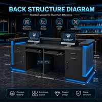 Comptoir de réception de bar avec logo lumineux LED bleu moderne, personnalisé pour club de billard