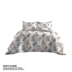 Juego de Funda de Edredón 100% Algodón Diseño Gatti Alemán Cama Individual 135x200cm - Product Image 3
