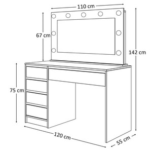 Coiffeuse blanche minimaliste en usine avec grand miroir et lumières LED à 5 tiroirs pour chambre à coucher - Product Image 5