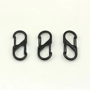 Black S-shaped Metal Carabiner Snap Hook Double Lock <b>Spring</b> <b>Clip</b> for Backpack Luggage Outdoor Use - Product Image 2