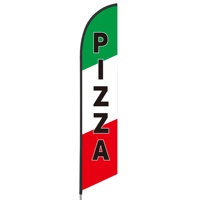 Drapeau publicitaire personnalisé 2,3x11,1 pieds en forme de goutte d'eau pour restaurant de plage, pizzeria, restauration rapide, impression numérique double face, technique de découpe au couteau