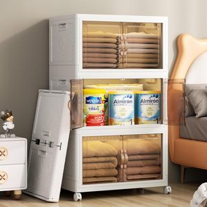 Collapsible PP White Clothing <b>Storage</b> Bins Lids Wheels <b>Folding</b> Stackable Eco-Friendly Modern Design 35L Capacity <b>Storage</b> <b>Box</b> - Product Image 6