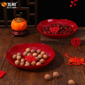 Wuhe Festive Melamine Dinnerware Set Red Wedding Gift Bowls Cups Plates Household Tableware Moving Home Gift - Product Image 5