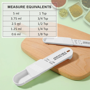 Ensemble de cuillères doseuses réglables – 2-en-1, 5 à 9 mesures dans une seule cuillère – Plastique, sans BPA – pour ingrédients secs et liquides – Kitc - Product Image 2