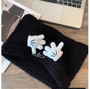 Gorro de Punto con Diseño de <span class=keywords><strong>Mickey</strong></span> <span class=keywords><strong>Mouse</strong></span> de Dibujos Animados para Mujer, Gorro Divertido para Fotos, Gorro Holgado de Moda que Adelgaza el Rostro - Product Image 5