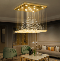 Lustre moderne en cristal avec structure en fer, éclairage LED AC 220V pour salon, plafond haut, taille moyenne, fait main, faisceau 360°
