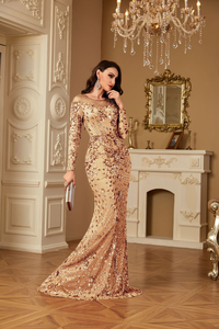 Luxuoso Plus Size Vestidos De Noite Elegante V-neck Long Sequin <span class=keywords><strong>Prom</strong></span> Vestidos De Festa Formal Mulheres Vestidos De Casamento Sereia - Product Image 3