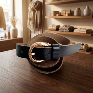 BS INTERNATIONAL Nouvelle Arrivée Ceinture Carrée de Luxe en Cuir de Vachette Véritable pour Femme avec Boucle Ardillon en Acier, Taille Personnalisée - Product Image 1