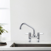 Robinet de cuisine en laiton à double poignée, design moderne, purificateur de pont, robinet d'évier avec tuyau de 6 à 14 pouces
