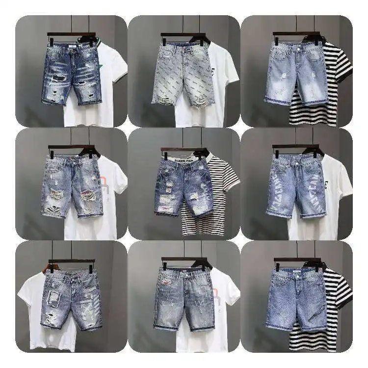 High quality summer mid-waist designer washed jeans Hip Hop Street Wear vintage shorts Men denim goods Men's shorts