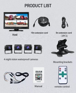 Moniteur AHD étanche 7 pouces avec écran partagé et vision nocturne, système de caméra de recul 360 degrés pour chariots élévateurs et voitures, sécurité et aide au stationnement - Product Image 5