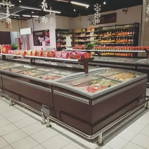 Hot sale commercial combined chest island display freezer for supermarket deep freezer refrigerator