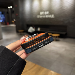 Nueva Funda Trasera Magnética Inalámbrica con Combinación de Colores a la Moda para <span class=keywords><strong>iPhone</strong></span> 17 16 15 14 13 Pro Max, Textura de Cuero PU, Resistente a Impactos - Product Image 2