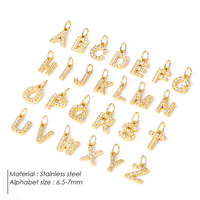 Pendentifs en acier inoxydable plaqué or avec zircon, 26 lettres anglaises de l'alphabet, breloques initiales pour la fabrication de colliers, bracelets et bijoux DIY
