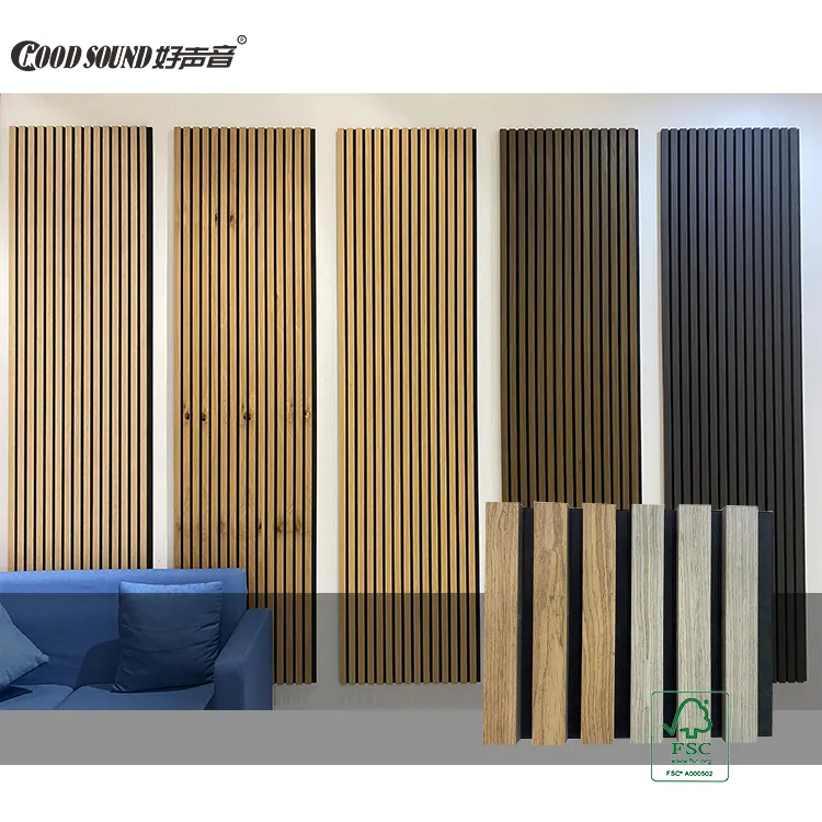 GoodSound umweltfreundliches Aku-Paneel schallabsorbierend echtes Haustierfilz und Holz Wand hölzerne akustische Lattenpaneele