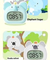 Jam Alarm, lampu malam LED gajah multifungsi Modern, kontrol sentuh, Jam Alarm, pencahayaan putih hangat ABS lucu untuk rumah ruang tamu