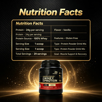 Großhandel Whey-Proteinpulver Vanille 24g Protein pro Portion Muskelaufbau Schnelle Erholung Glutenfrei 29 Portionen OEM ODM